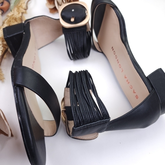 Sacha London Black Low Heel Sandals Flats Sz 7m - Picture 11 of 12